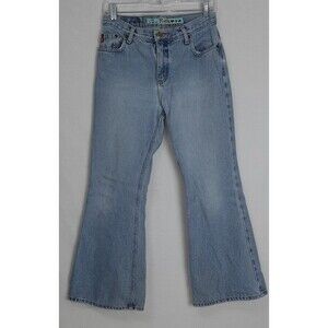 Mudd Girls Denim Jeans Size 12 1/2 28x26 Flare Vintage Y2K Handprint